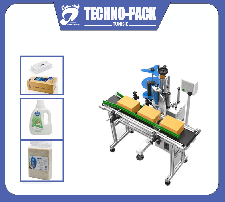 MACHINE D'ETIQUETAGE AUTOMATIQUE DE BOUTEILLES PLATES A UN SEUL COT